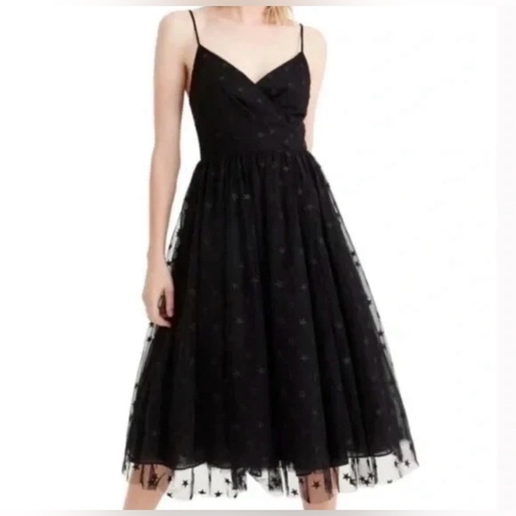 J. Crew Dresses & Skirts - J. Crew black starry tulle party dress spaghetti straps cute chic NWT sz S